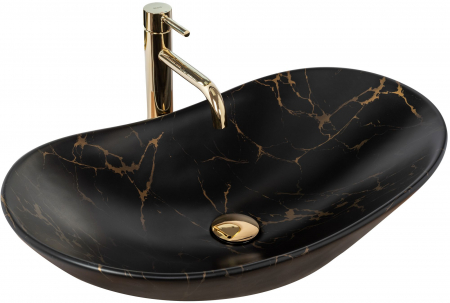Lavoare - Lavoar pe blat Royal 60 Black Marble Mat, ceramica, negru mat