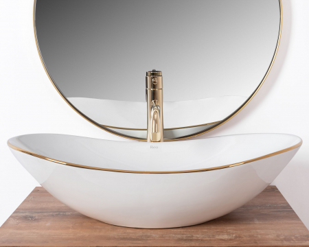 Lavoar pe blat Royal auriu Edge, ceramica, alb lucios [2]