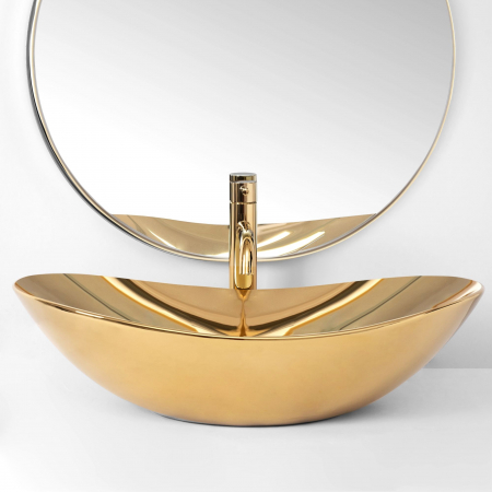 Lavoar pe blat Royal Gold, ceramica, auriu [2]
