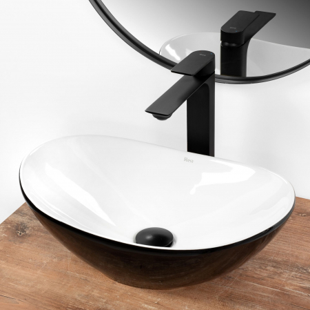 Lavoar pe blat Royal Mini Black White, ceramica, alb lucios [4]