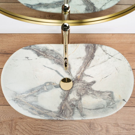 Lavoar pe blat Royal Sand, ceramica, imitatie de piatra [4]