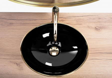 Lavoar pe blat Sami Brush Rose Gold, ceramica, negru lucios [3]