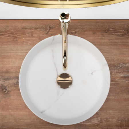 Lavoar pe blat Sami Marble Mat, ceramica, alb lucios [4]