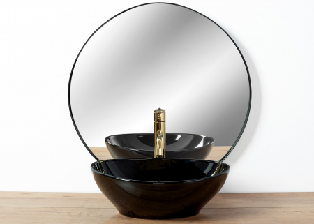 Lavoar pe blat Sofia Black, ceramica, negru lucios [2]