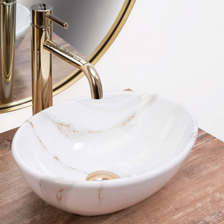 Lavoar pe blat Sofia Mini Shiny Aiax, ceramica, imitatie de piatra [1]