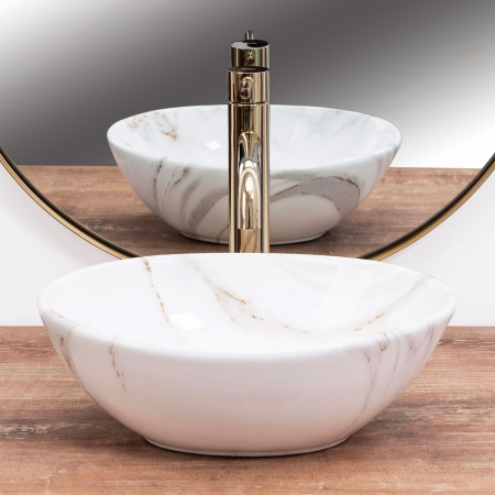 Lavoar pe blat Sofia Mini Shiny Aiax, ceramica, imitatie de piatra [2]
