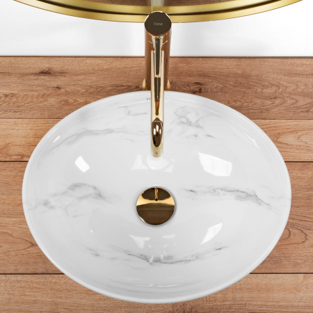 Lavoar pe blat Sofia Nature Marble, ceramica, imitatie de piatra [3]