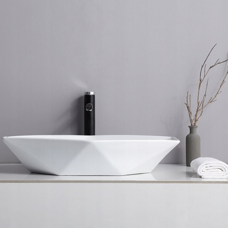 Lavoar pe blat Vegas Alb, ceramica, alb lucios [3]