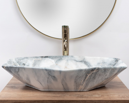 Lavoar pe blat Vegas Granit, ceramica, imitatie de piatra [1]