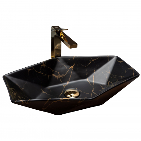 Lavoare - Lavoar pe blat Vegas Negru Marmura Mat, ceramica, negru mat