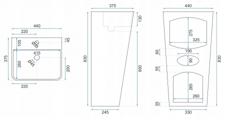 Lavoar podea Freestanding Ceramic Aris Alb, ceramica, alb lucios [4]