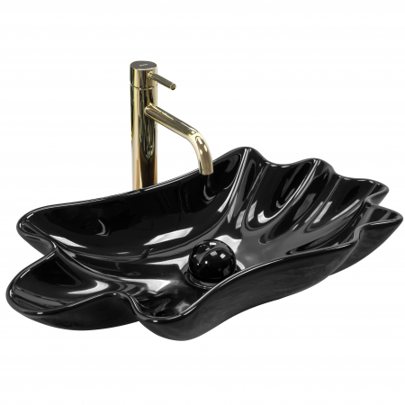 Lavoare - Lavoar Sea Black + Dop Click-clack, ceramica, negru lucios