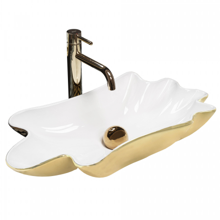 Lavoare - Lavoar Sea White Gold + Dop Click-clack, ceramica, alb lucios