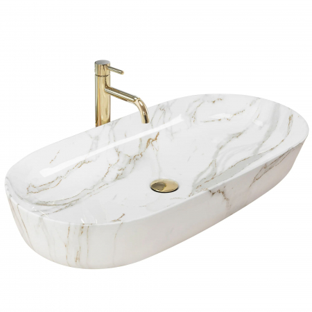 Lavoare - Lavoar Cleo 81 Shiny Aiax Din Ceramică, ceramica, imitatie de piatra