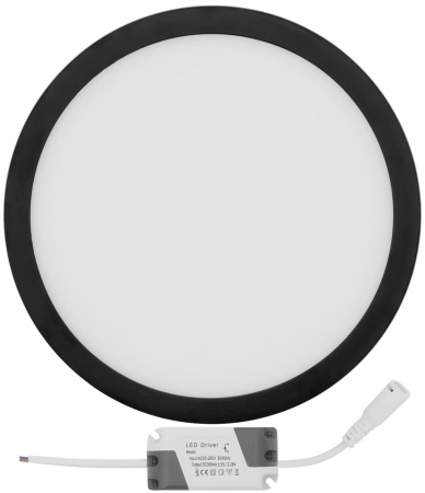 Corpuri de iluminat - PANOU LED rotund negru 18W