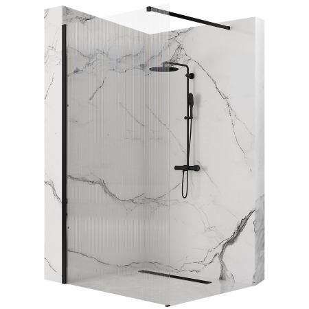 Paravane duș WALK-IN - Paravan Aero Intimo Black, 90-120 cm, negru
