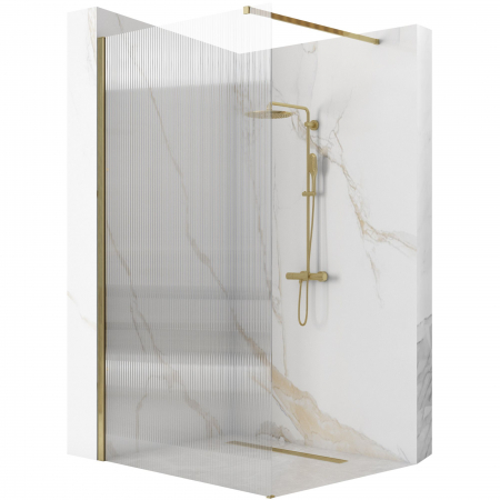 Paravane duș WALK-IN - Paravan Aero Intimo Gold Brush, 90-120 cm, auriu periat