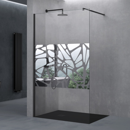 Paravane duș WALK-IN - Paravan Astra 02BL, 100-140 cm, negru, sticla securizata 10 mm cu model