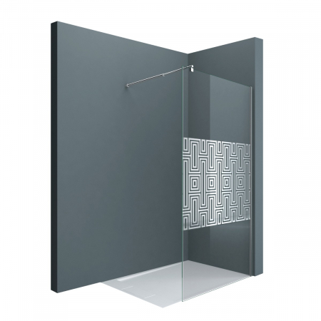 Paravan Astra 02BL-DM, 100-140 cm, crom, sticla securizata 10 mm cu model [1]