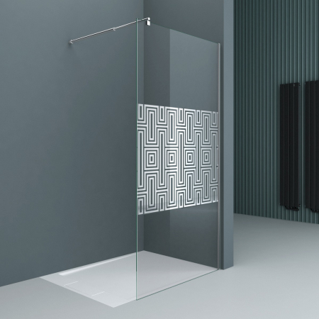 Paravane duș WALK-IN - Paravan Astra 02BL-DM, 100-140 cm, crom, sticla securizata 10 mm cu model