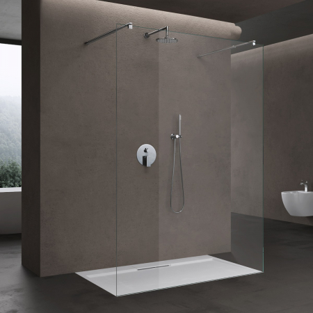 Paravane duș WALK-IN - Paravan Astra 02K, 100-160 cm, crom, sticla securizata 10 mm transparenta