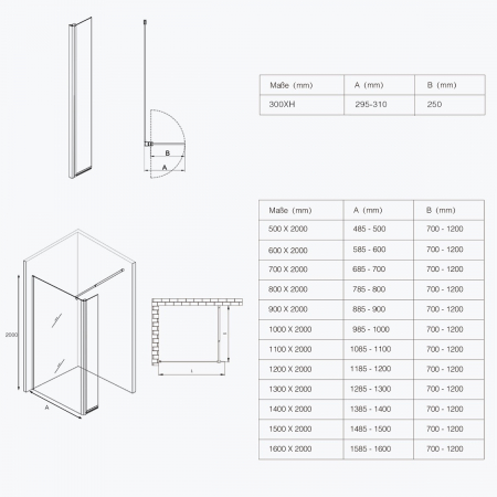 Paravan Astra 02K-Plus, 50-160 cm, crom, sticla securizata 10 mm transparenta [10]