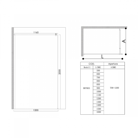 Paravan Astra 02Negru-DM, 100-140 cm, negru, sticla securizata 10 mm cu model [6]