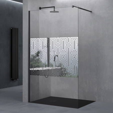 Paravane duș WALK-IN - Paravan Astra 02Negru-DM, 100-140 cm, negru, sticla securizata 10 mm cu model
