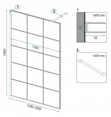 Paravan Bler 2, 80-120 cm, negru [3]
