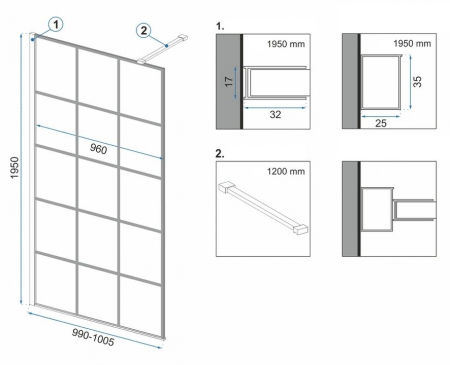 Paravan Bler 2, 80-120 cm, negru [3]