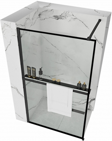 Paravane duș WALK-IN - Paravan Bler + Evo, 70-120 cm, negru