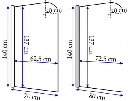 Paravan de cadă Topaz, fix, 70 cm, crom [3]