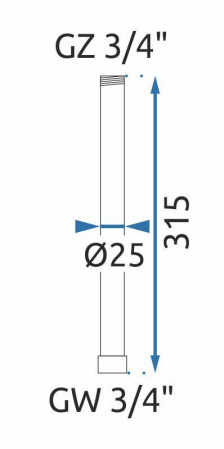 Prelungire coloana duș GOLD BRUSH  30cm [9]