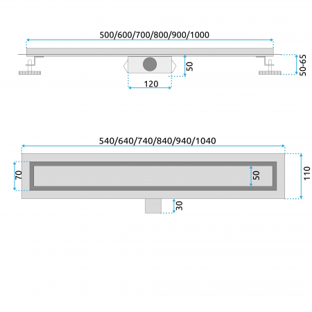 Rigola NEO Pure Black, 50-100 cm, negru [6]