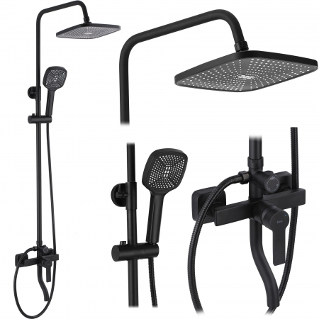 Sisteme și Capuri de duș - Set de dus Argus Black Matt, anti calcar, negru, montaj pe perete