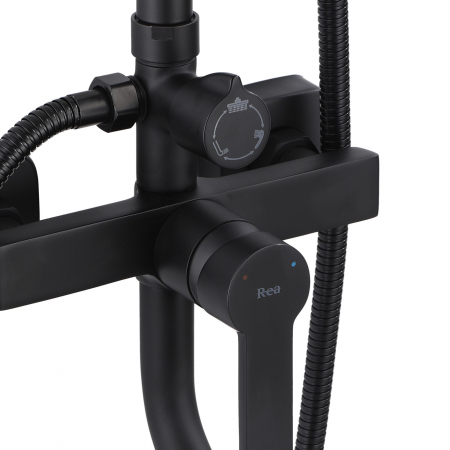 Set de dus Argus Black Matt, anti calcar, negru, montaj pe perete [4]