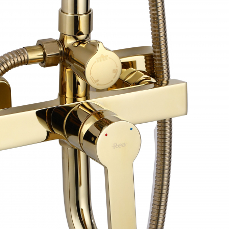 Set de dus Argus Gold, anti calcar, auriu, montaj pe perete [4]