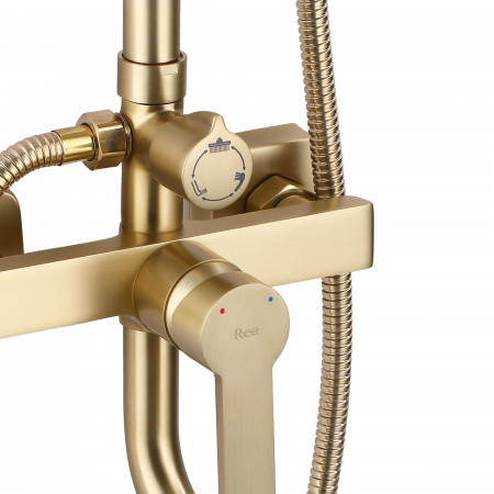 Set de dus Argus Gold Brush, anti calcar, auriu, montaj pe perete [2]