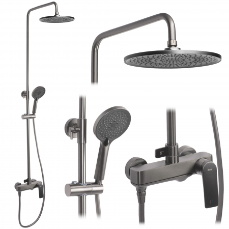 Set de dus Avalon Titanium, anti calcar, titanium, montaj pe perete [2]
