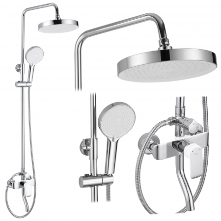 Sisteme și Capuri de duș - Set de dus Bloom White Chrome, anti calcar, crom, montaj pe perete