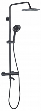 Set de dus cu termostat Lungo Black negru, anti calcar, negru, montaj pe perete [1]