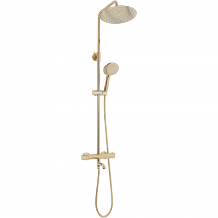 Set de dus cu termostat Lungo Gold Auriu, anti calcar, auriu, montaj pe perete [3]