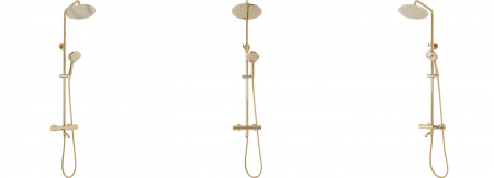 Set de dus cu termostat Lungo Gold Auriu, anti calcar, auriu, montaj pe perete [4]