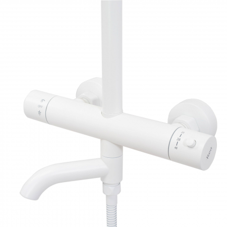 Set de dus cu termostat Lungo White, anti calcar, alb, montaj pe perete [1]