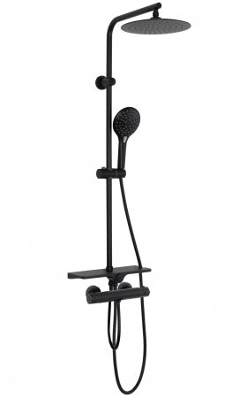 Set de dus cu termostat Mike Black, anti calcar, negru, montaj pe perete [1]
