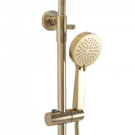 Set de dus cu termostat Parot Brushed Gold, anti calcar, auriu, montaj pe perete [5]
