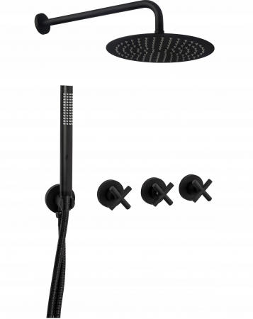 Sisteme și Capuri de duș - Set de dus Exit Black, anti calcar, negru, montaj incastrat