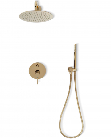 Set de dus incastrabil Lungo L. Gold Auriu + Box, anti calcar, auriu, montaj incastrat [1]