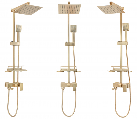 Set de dus Jack Brushed Gold, anti calcar, auriu, montaj pe perete [1]