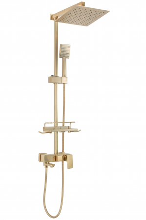 Set de dus Jack Brushed Gold, anti calcar, auriu, montaj pe perete [2]